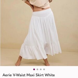 Aerie White V-Waist Maxi Skirt